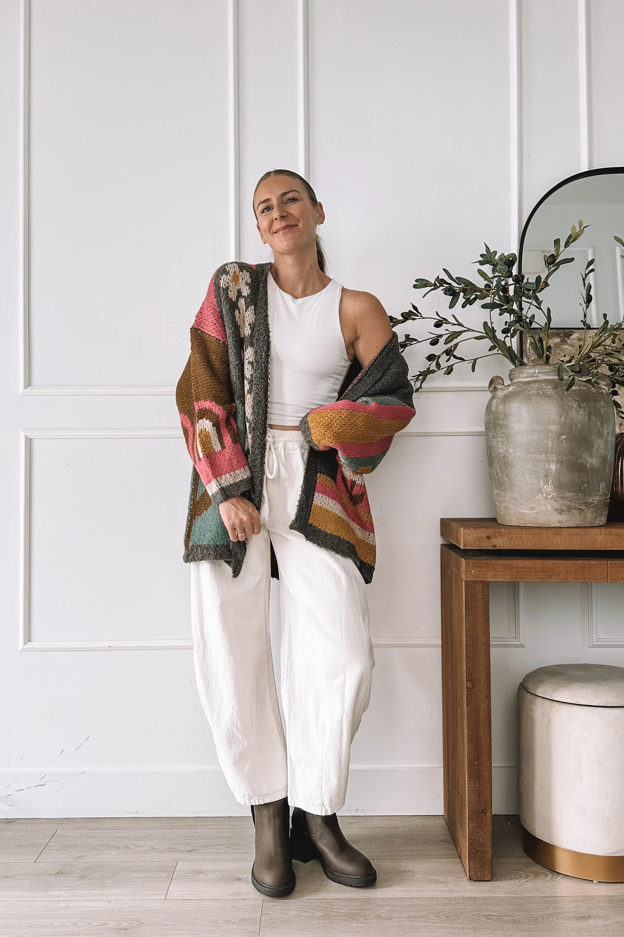 Patchwork Cardigan Fall Outfit