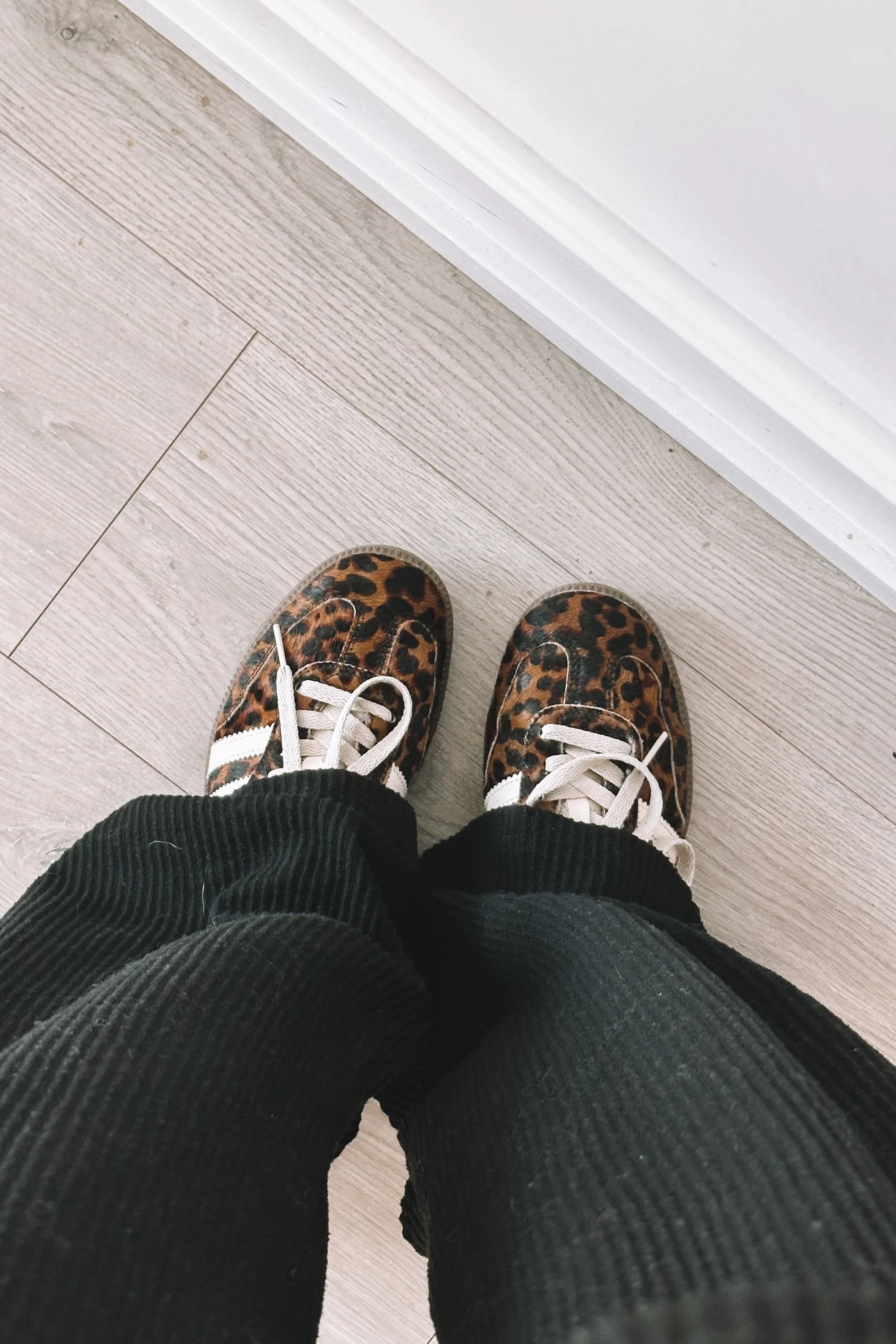 Leopard Sneakers With Black Wide Leg Pants