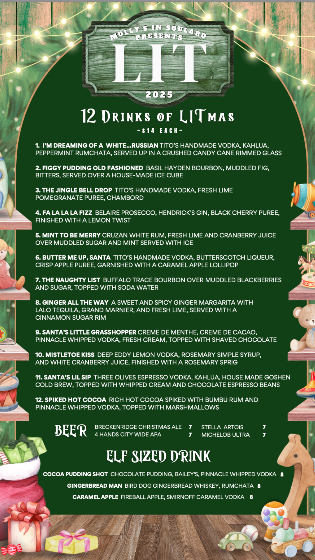 LIT Drink Menu at Molly's in Soulard 2025