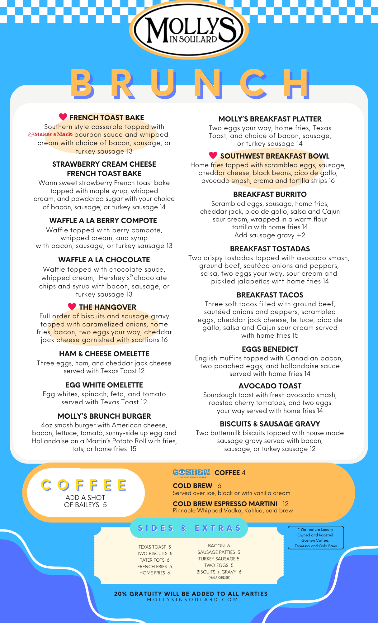 Brunch Menu at Molly's in Soulard