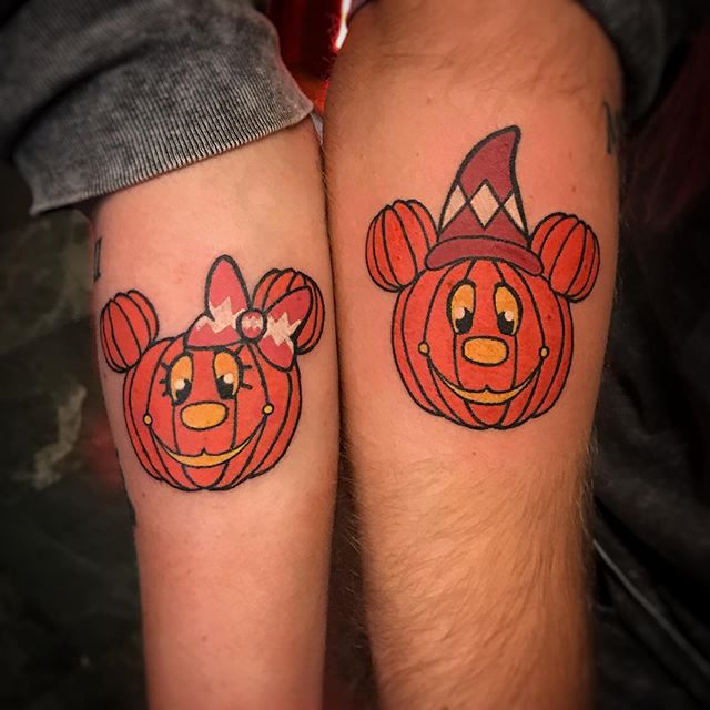 honeymoon pumpkins&hellip; based on their nephews art.. thanks Dani and John&hellip; #artbydark #tattoosbydark #bodyelectric #bodyelectrictattoo #pumpkin #pumpkintattoo #tattoo #colortattoo