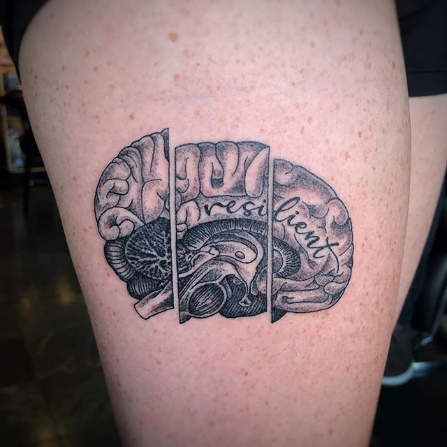 How Resilient is your brain.... #tattoosbydark #artbtdark #dark #bodyelectric #bodyelectrictattoo #blackwork #blackworktattoo #tattoo #braintattoo #resilient