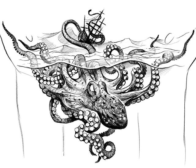 Right smack on the sternum, oh this one is going to sting. 🐙 😈

#bodyelectrictattoo #octopus #octopusdesign #kraken #krakentattoo