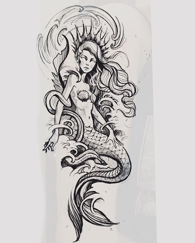 Ariel&rsquo;s evil twin. 🧜&zwj;♀️ #bodyelectrictattoo #mermaid #mermaidtattoo #mermaiddesign #mermaidsketch