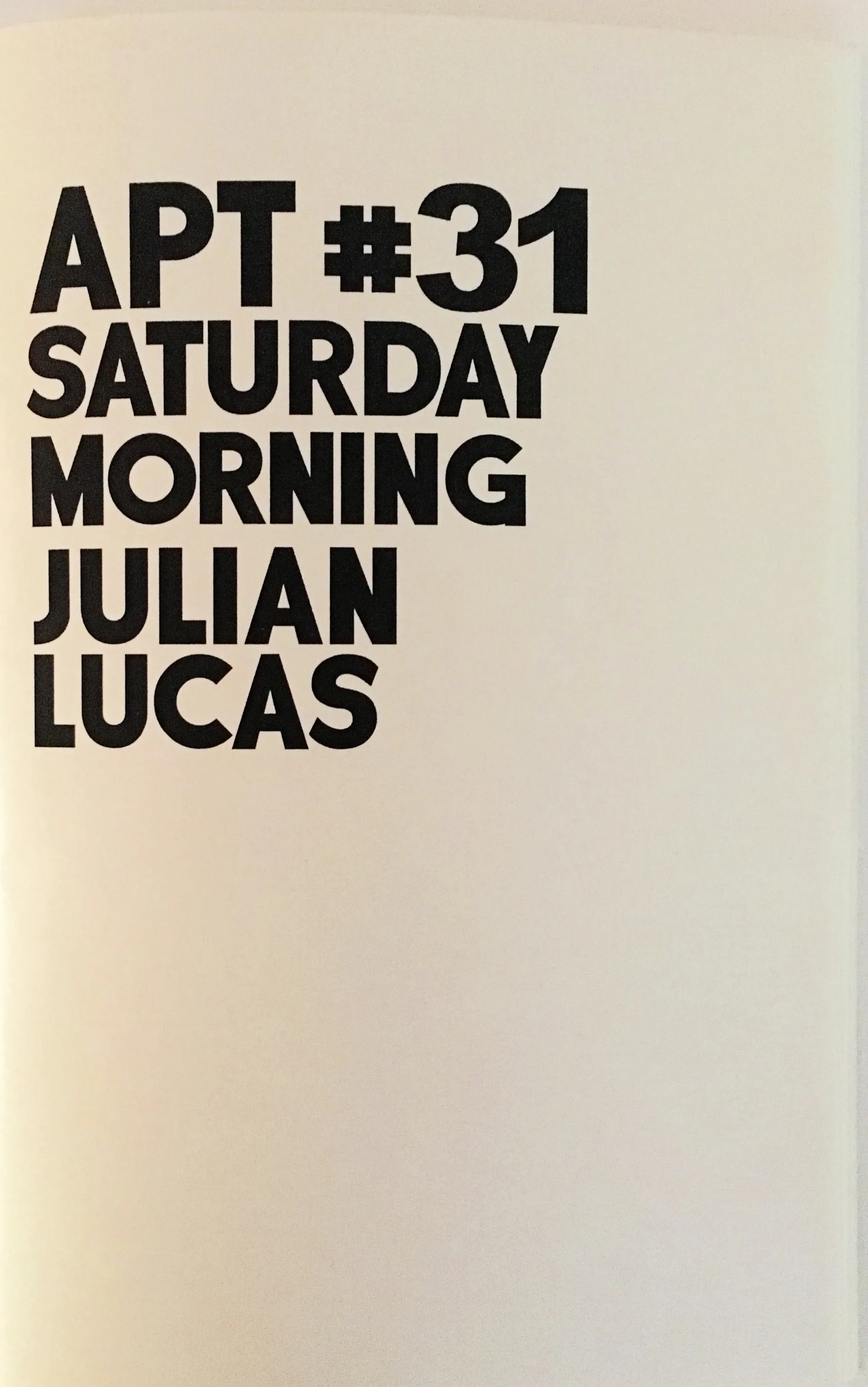 APT #31 SATURDAY MORNING by Julian Lucas 