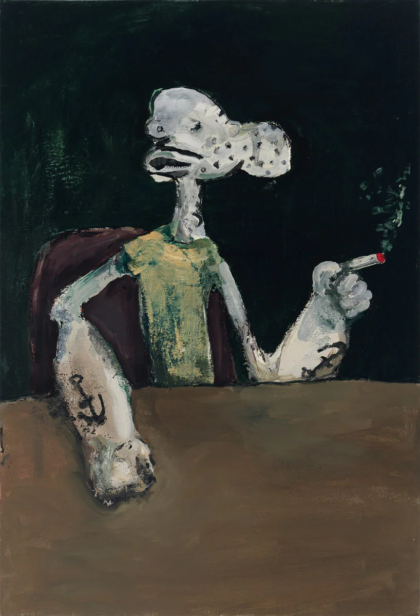 Untitled, 1992 Ink and acrylic on paper 6 x 4 in (15.24 x 10.16 cm) (paper); 8 x 6 in (20.32 x 15.24 cm) (framed) signed and dated on reverse (ak#12572) courtesy Anton Kern Gallery, New York, and Corbett vs. Dempsey, Chicago. © Brian Calvin