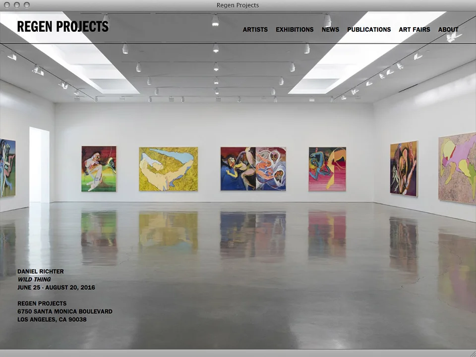 Regen Projects website designed by exhibit-E