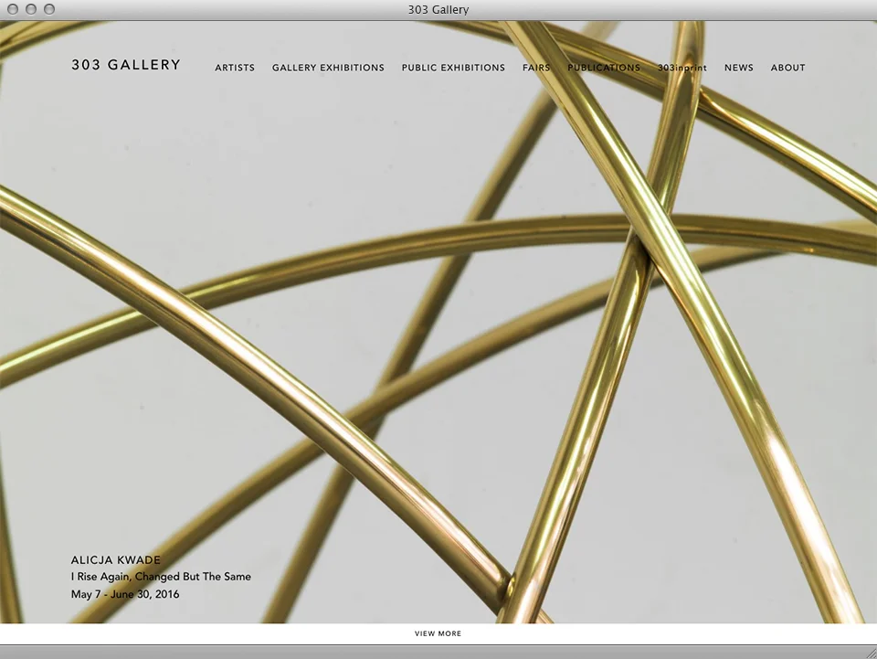 303 Gallery website designed by exhibit-E