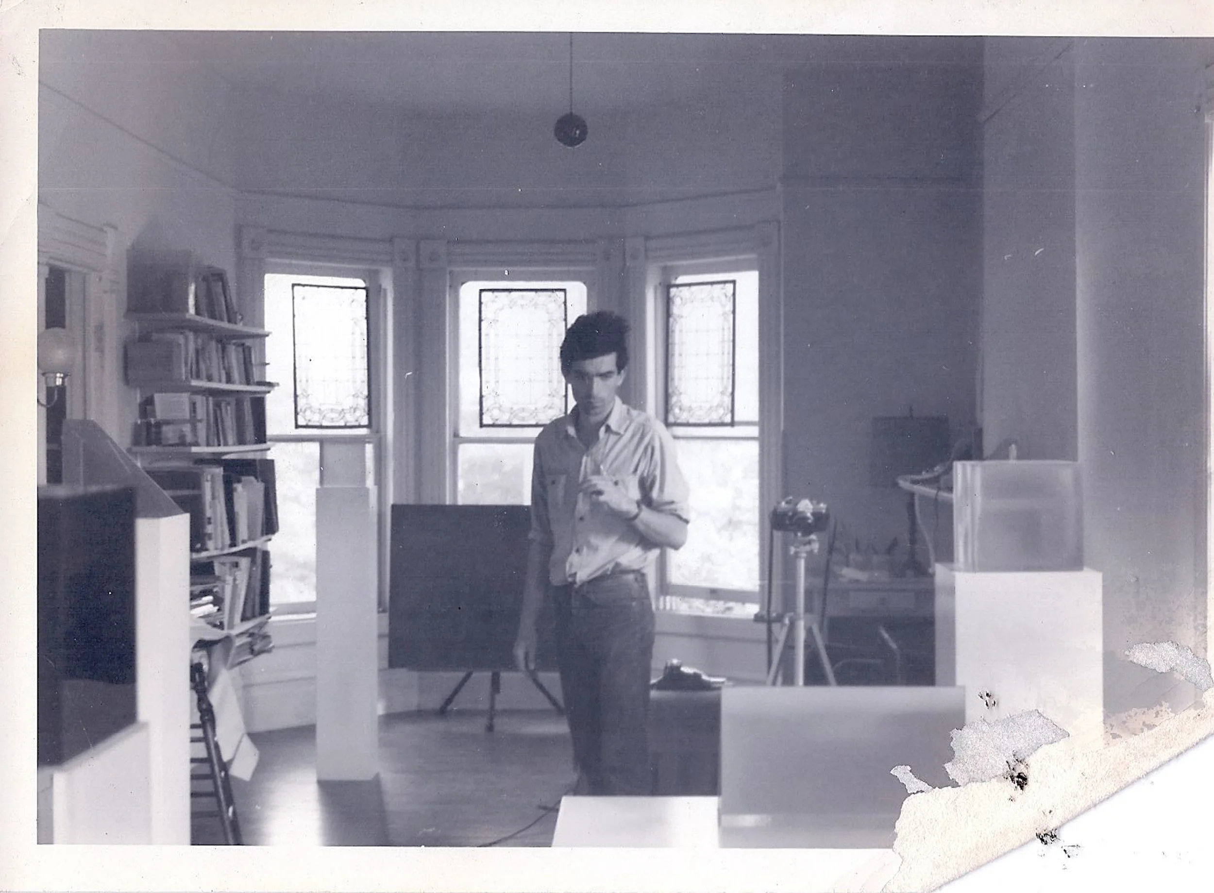 Peter Alexander circa 1968-9 in his studio on Estrella Avenue. Image courtesy of the Artist