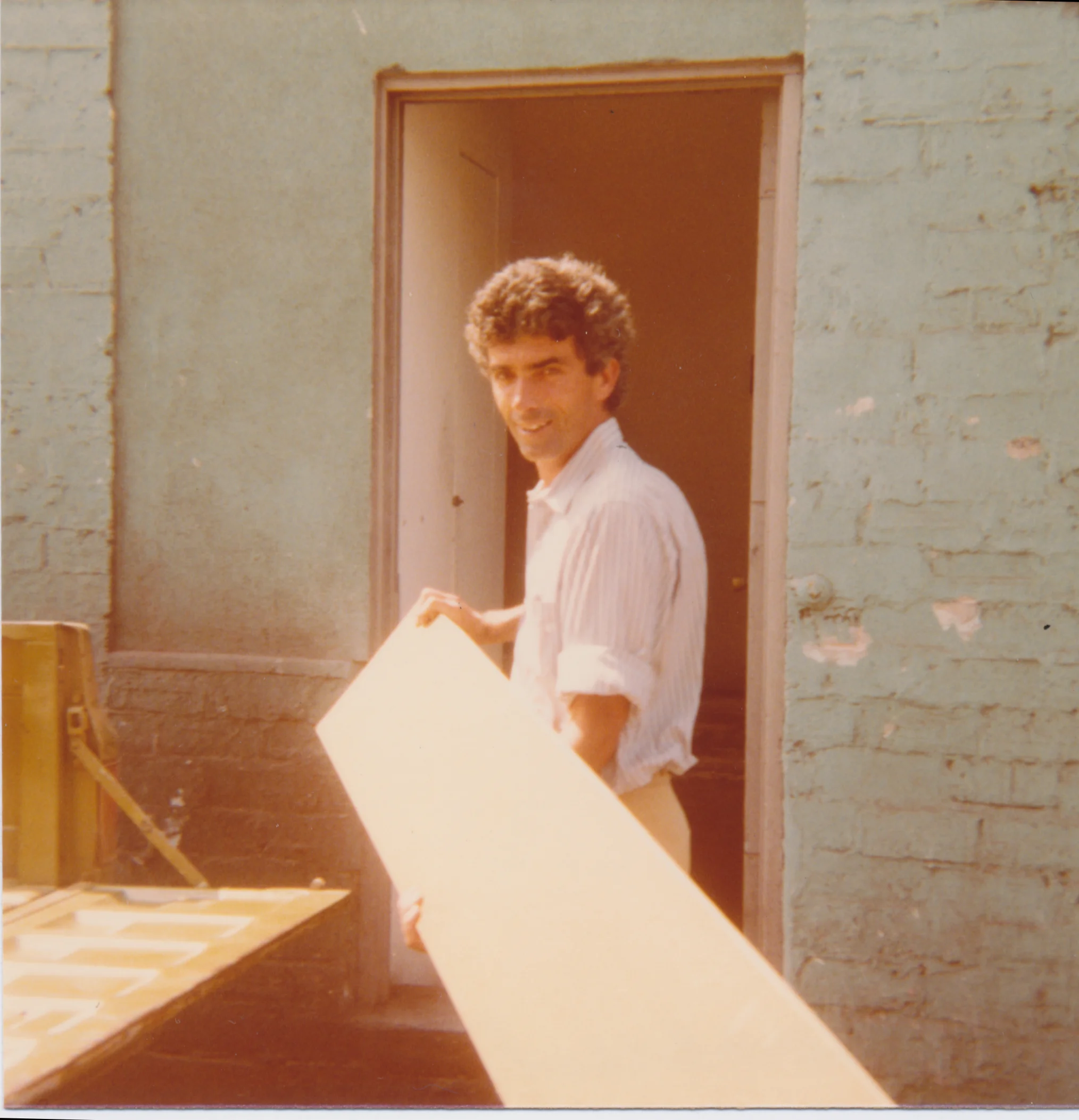 Peter Alexander with resin works in his Westminster studio, circa mid-70s. Image courtesy of Joan Agajanian Quinn