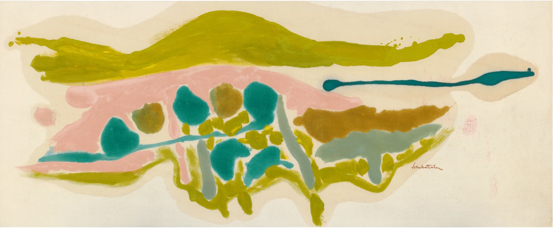 Helen Frankenthaler, Pink Field, 1962, acrylic on canvas, 23 3/4 × 58 inches (60.3 × 147.3 cm) © 2016 Helen Frankenthaler Foundation, Inc./Artists Rights Society (ARS), New York. Photo by Rob McKeever