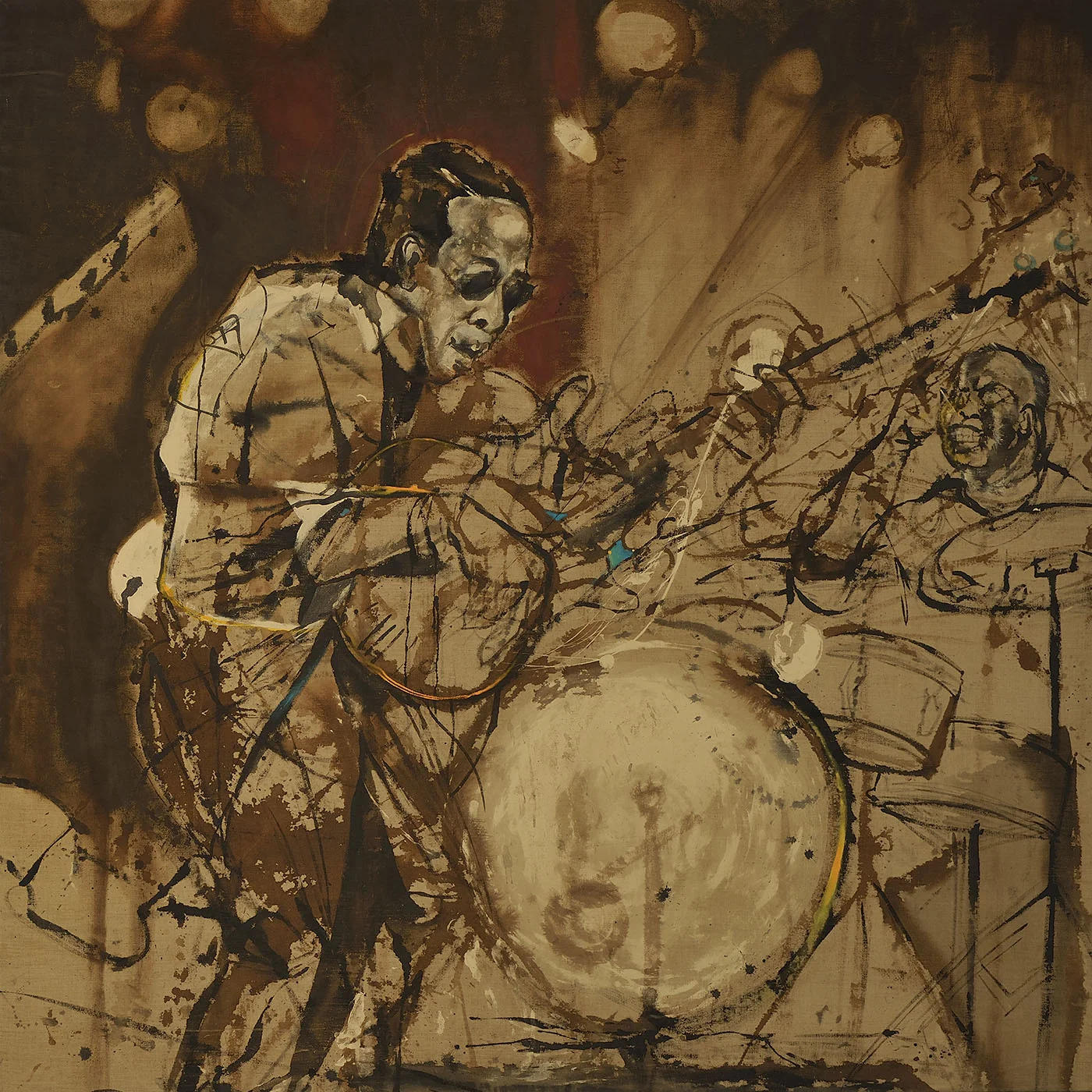 Stanley Clark live in Sénégal (2012), ink and oil on linen, 72 x 72"