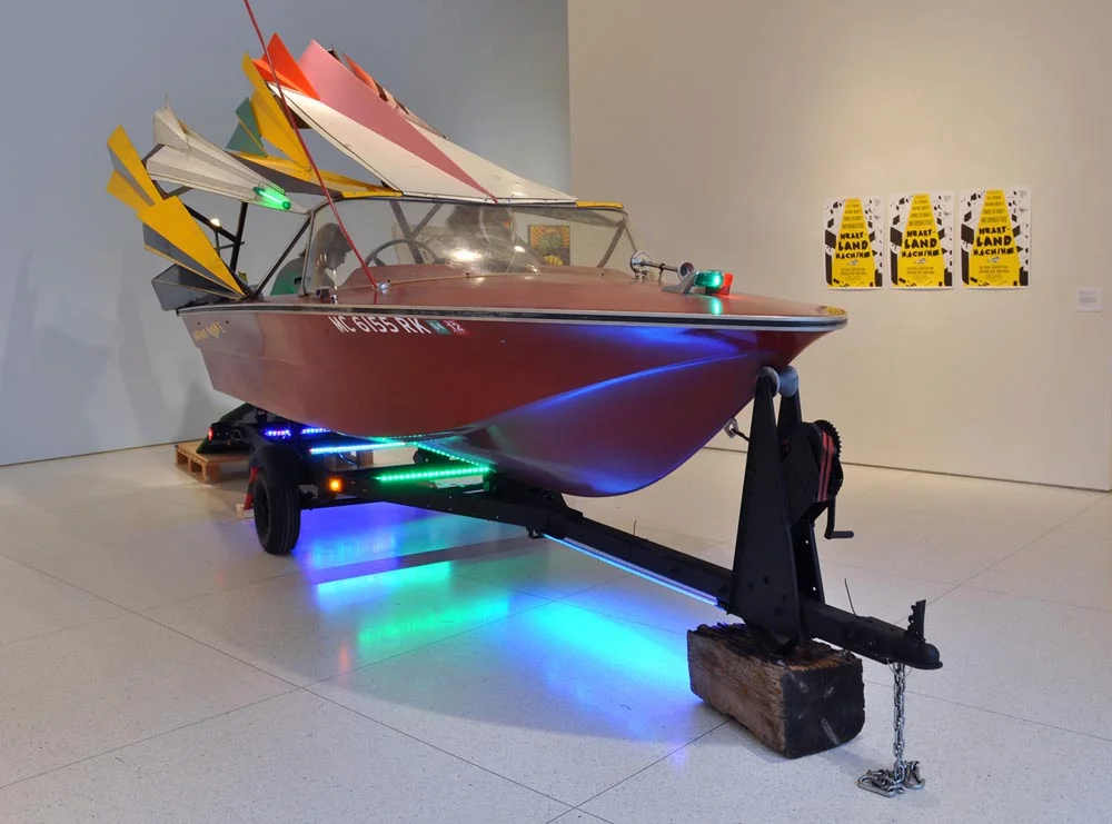 Heartland installation view, Smart Museum of Art, Chicago, with Heartland Machine in foreground