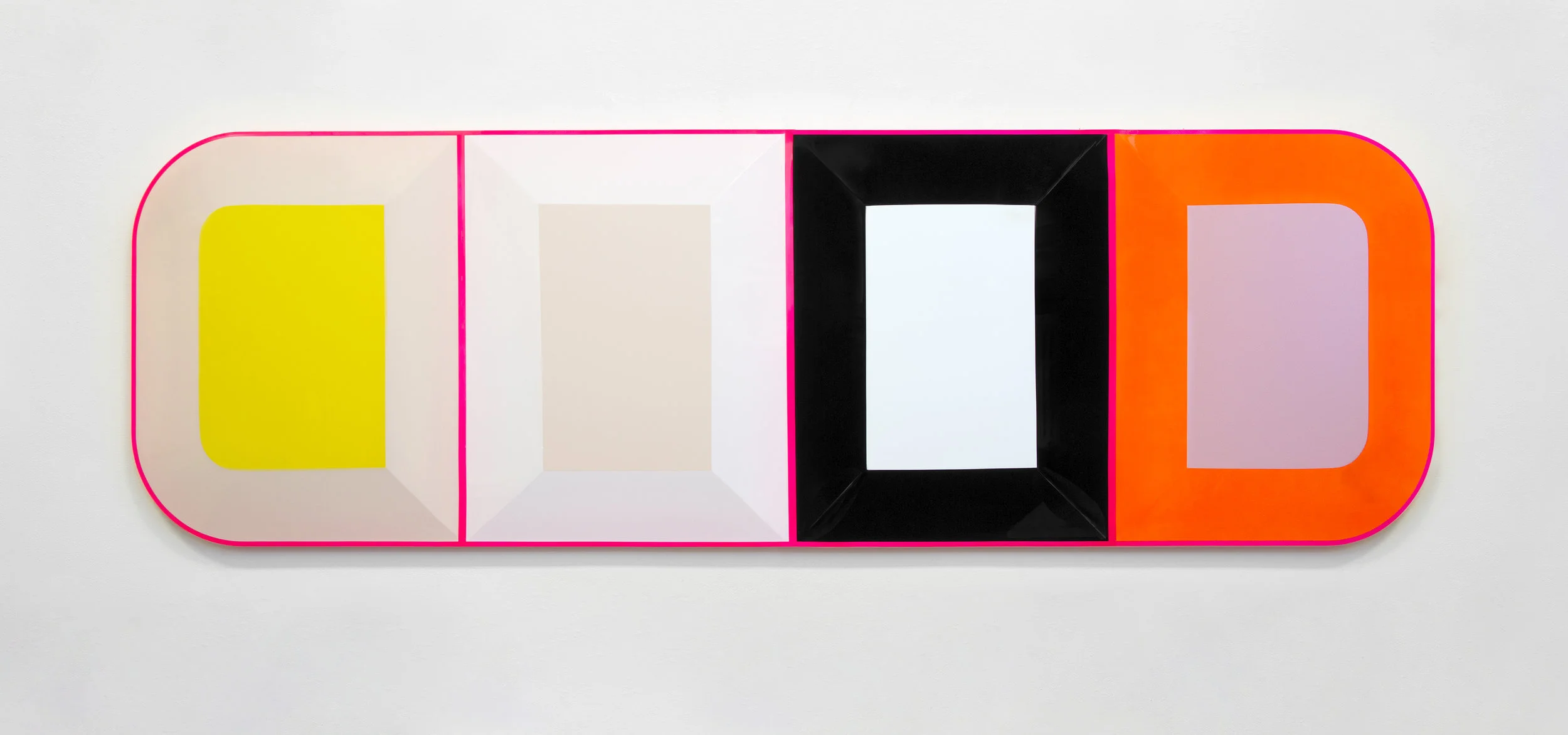 Untitled (Anxiety) , 2016. Urethane paint on wood; 39 x 126 x 2 inches. Private collection. Photo: PD Rearick