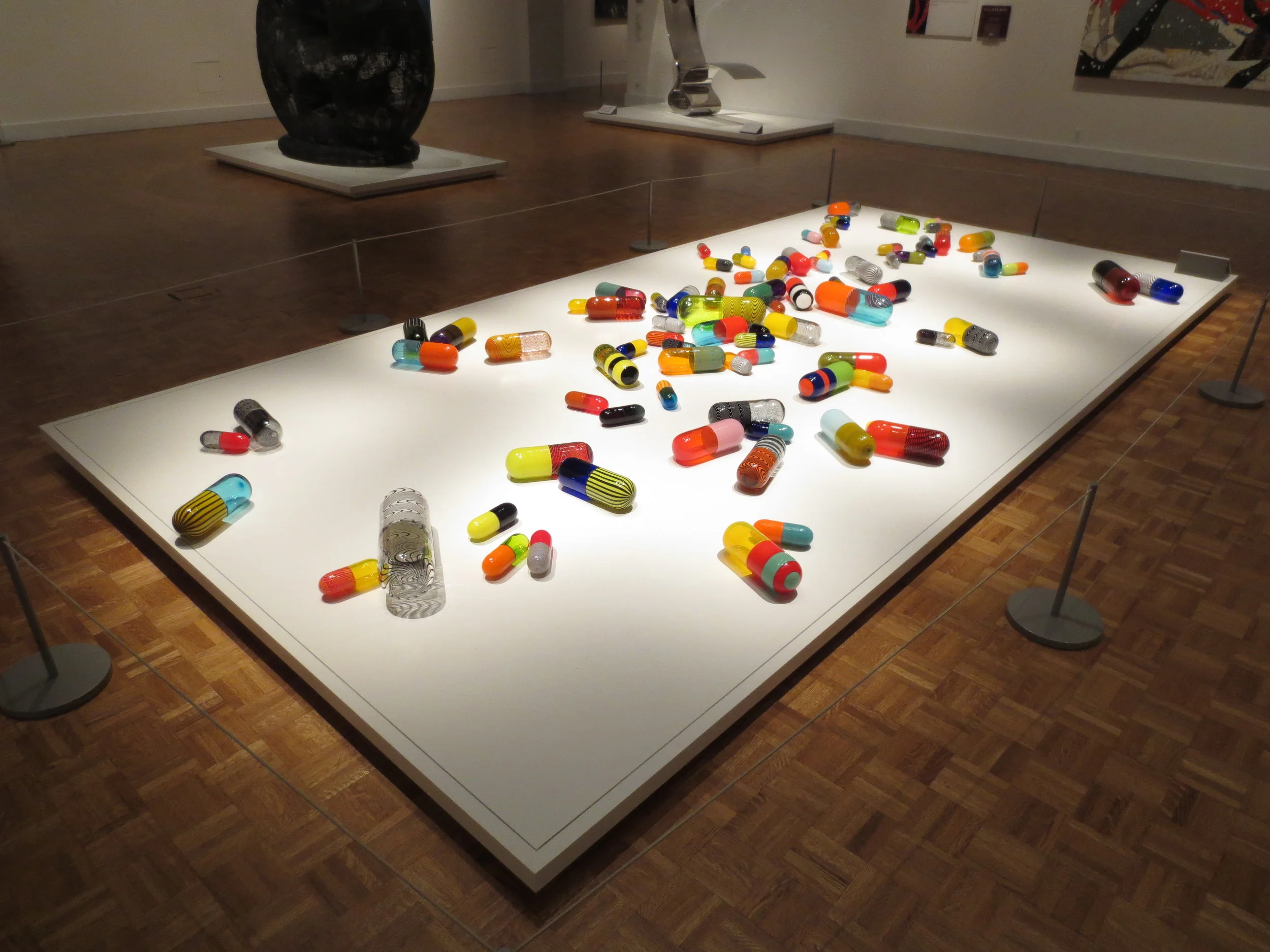 Pill Spill , 2011, blown glass, more than 90 elements, each installation varies. Photo: Shell Hensleigh