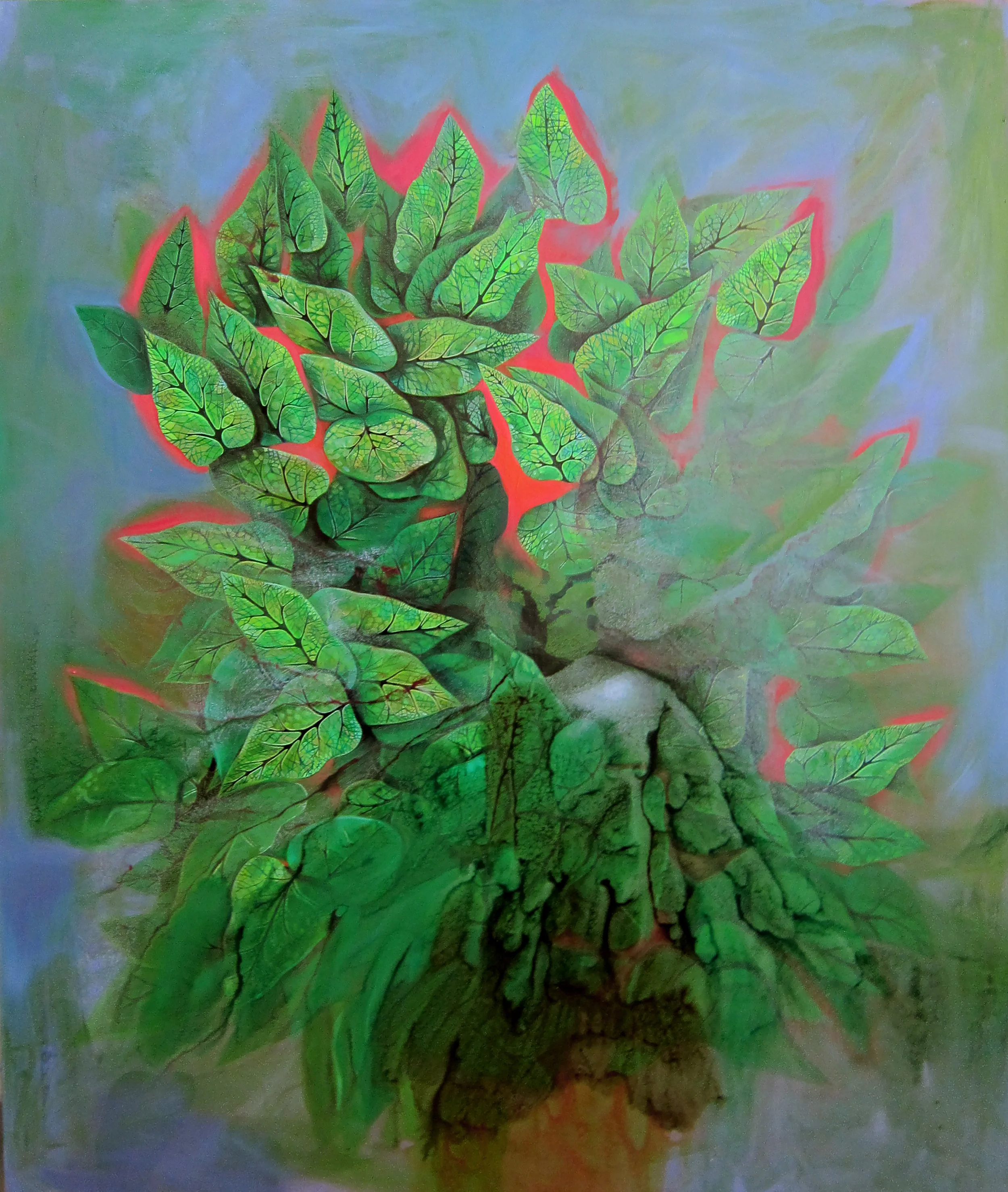 Jennifer Coates, Large Houseplant , 2017, acrylic on canvas, 72x60 in. Courtesy of the artist and Freight and Volume Gallery