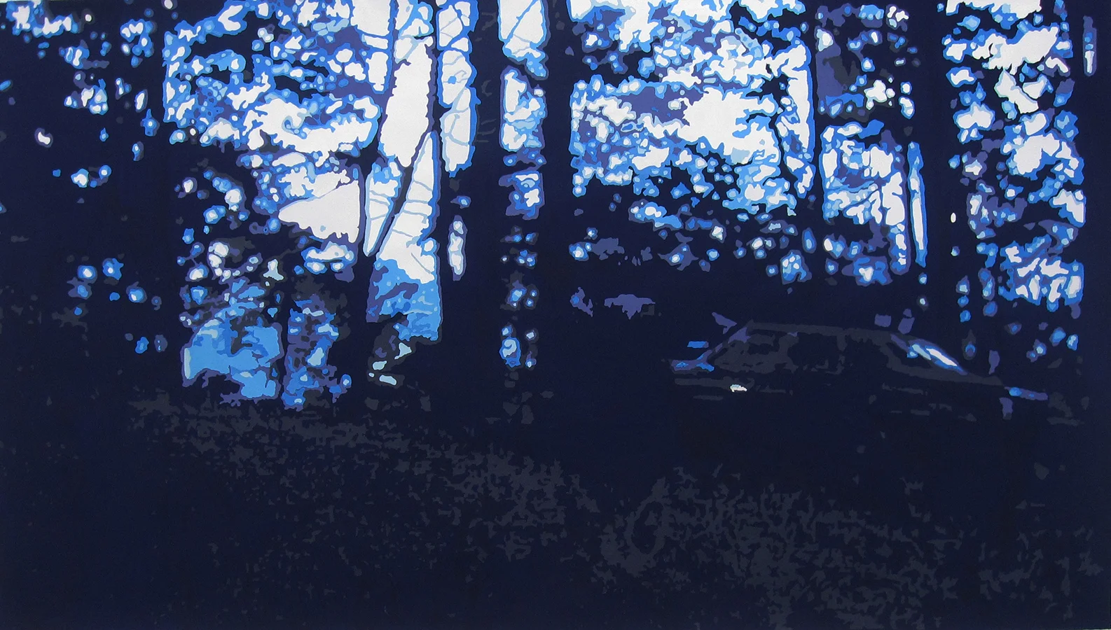 Last Days , 2009, colored paper and gouache on paper, 34 x 60 in.