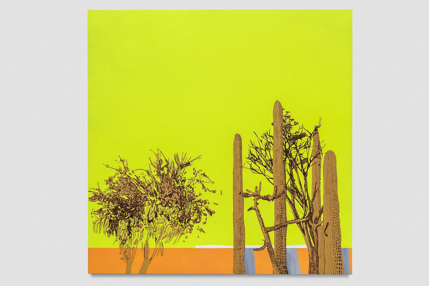 Whitney Bedford The Left Coast (Slow Burn) , 2017 Ink and oil on linen on panel 50 x 50” (127 x 127 cm) Courtesy of the artist and Susanne Vielmetter Los Angeles Projects Photo credit: Evan Bedford