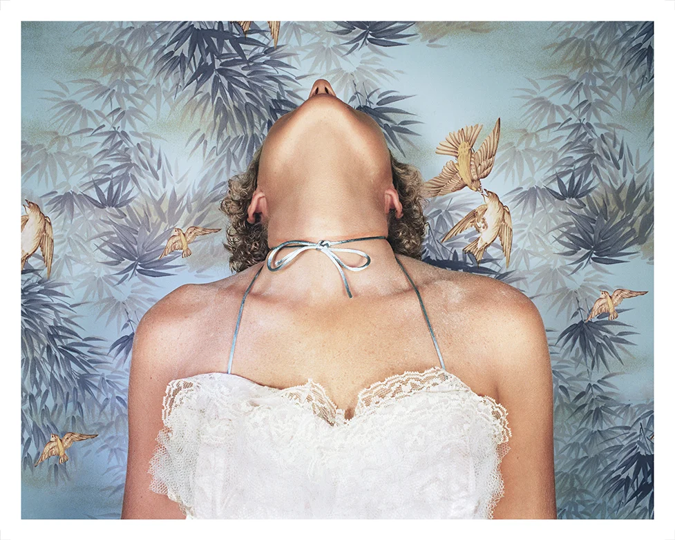 Jo Ann Callis Woman with Blue Bow , 1977 Printed in 2018 Signed on verso Archival Pigment Print 61 x 76.2 cm 24 x 30 in Edition of 5 plus 2 AP Photo: © Jo Ann Callis Courtesy of ROSEGALLERY