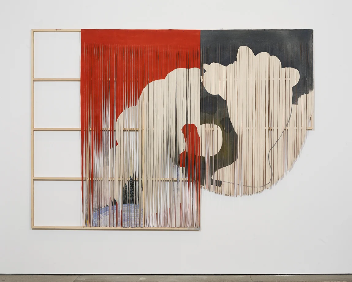 Ali Silverstein Performance , 2018 Acrylic, cut canvas, wood structure 213.4 x 269.2 x 3.8 cm 84 x 106 x 1 1/2 in Photo: © Ali Silverstein Courtesy of Over the Influence