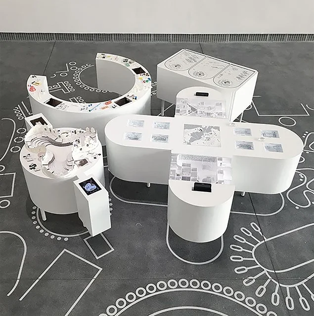 Urban Works Agency , A Seat at the Table , 2017, installation view, Bay Area Now 8 , Yerba Buena Center for the Arts, San Francisco, 2018. Courtesy Urban Works Agency .