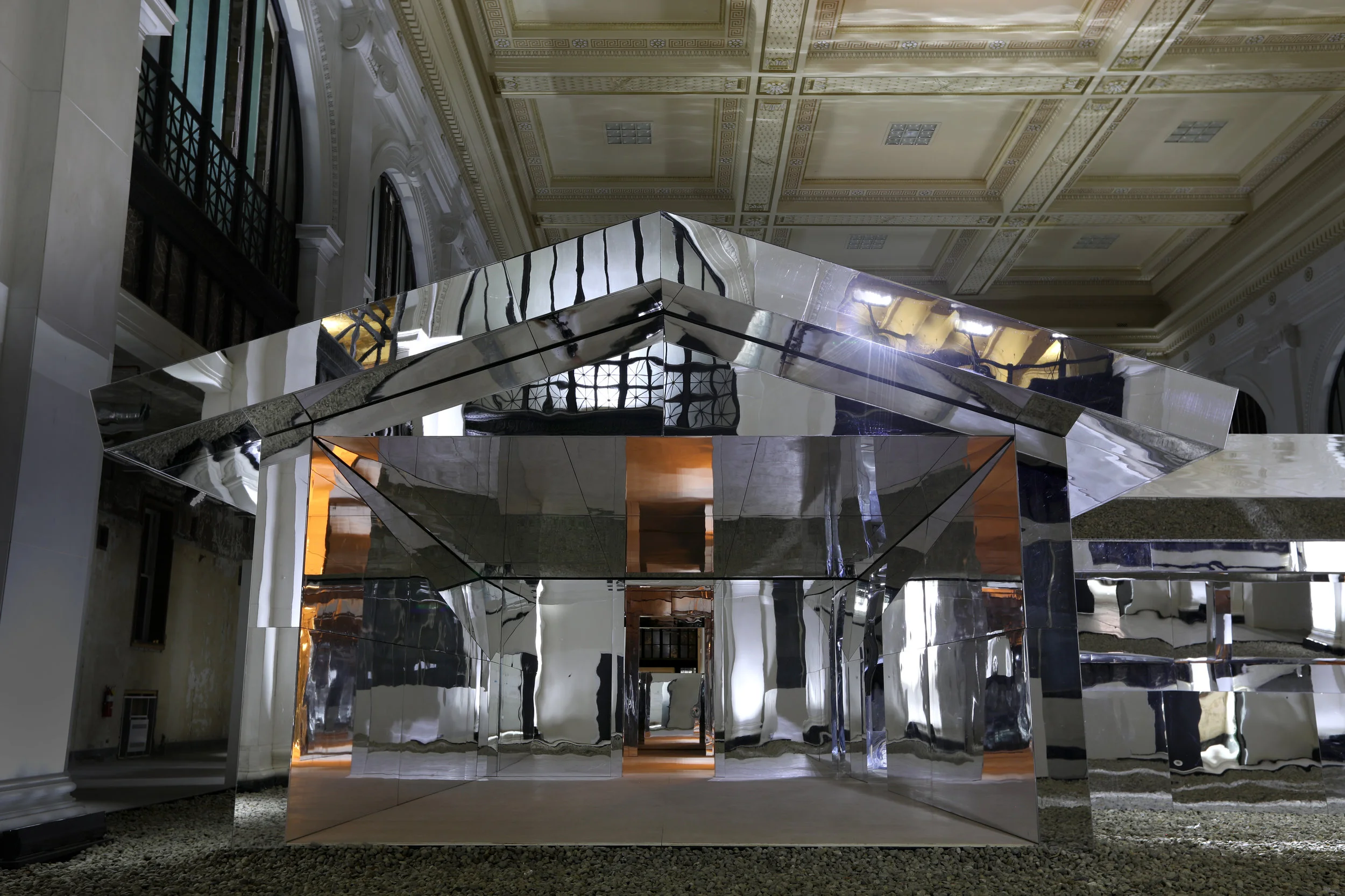 Installation view of Doug Aitken, Mirage Detroit 2018, photography by Conner MacPhee, courtesy the artist and Library Street Collective.