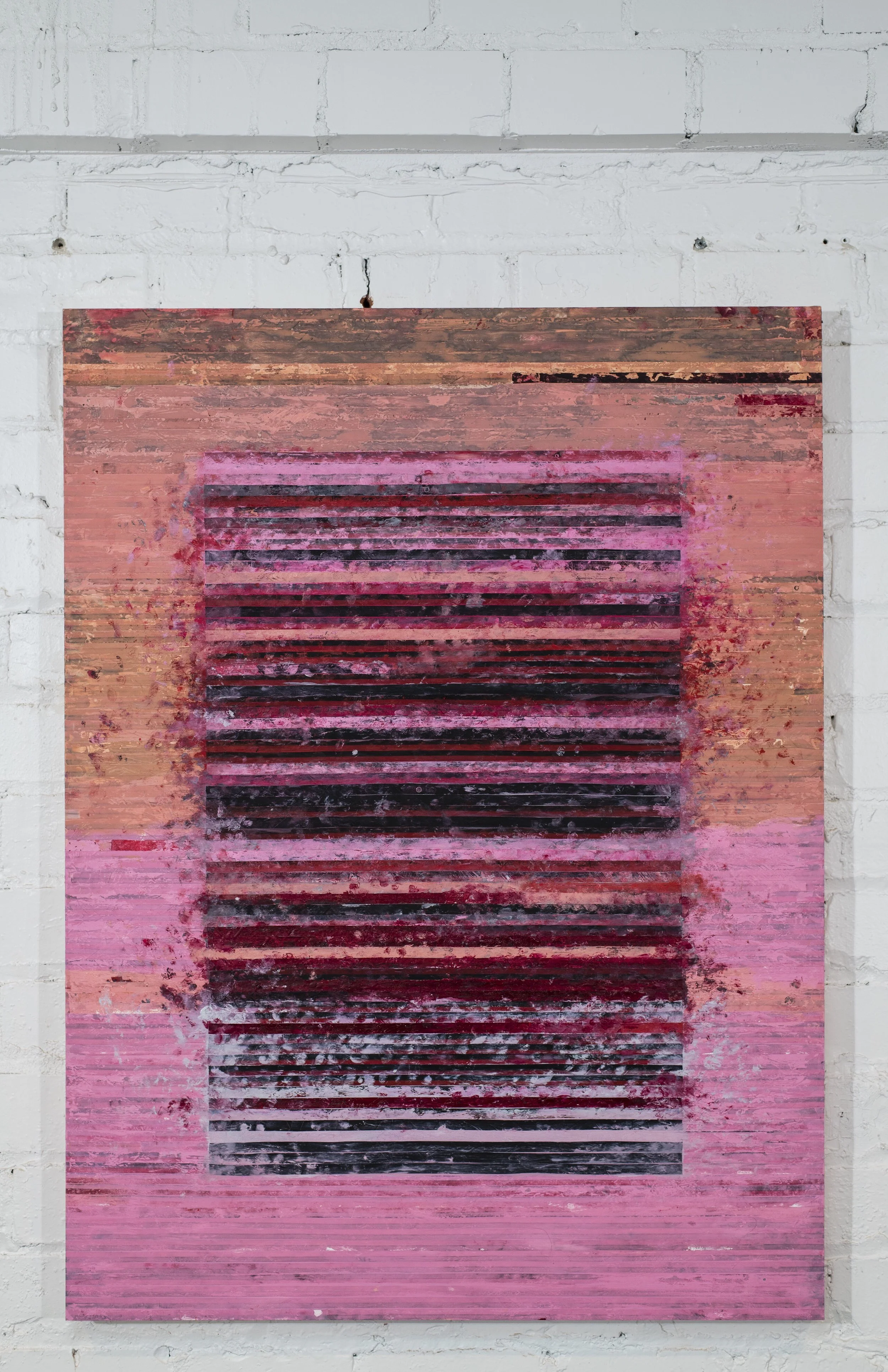 ‘Typewriter Ribbon Painting (Series 2) XL - No. 1’, 2019, oil and typewriter ribbon on panel, 48 x 36 inches (121.9 x 91.4 cm)