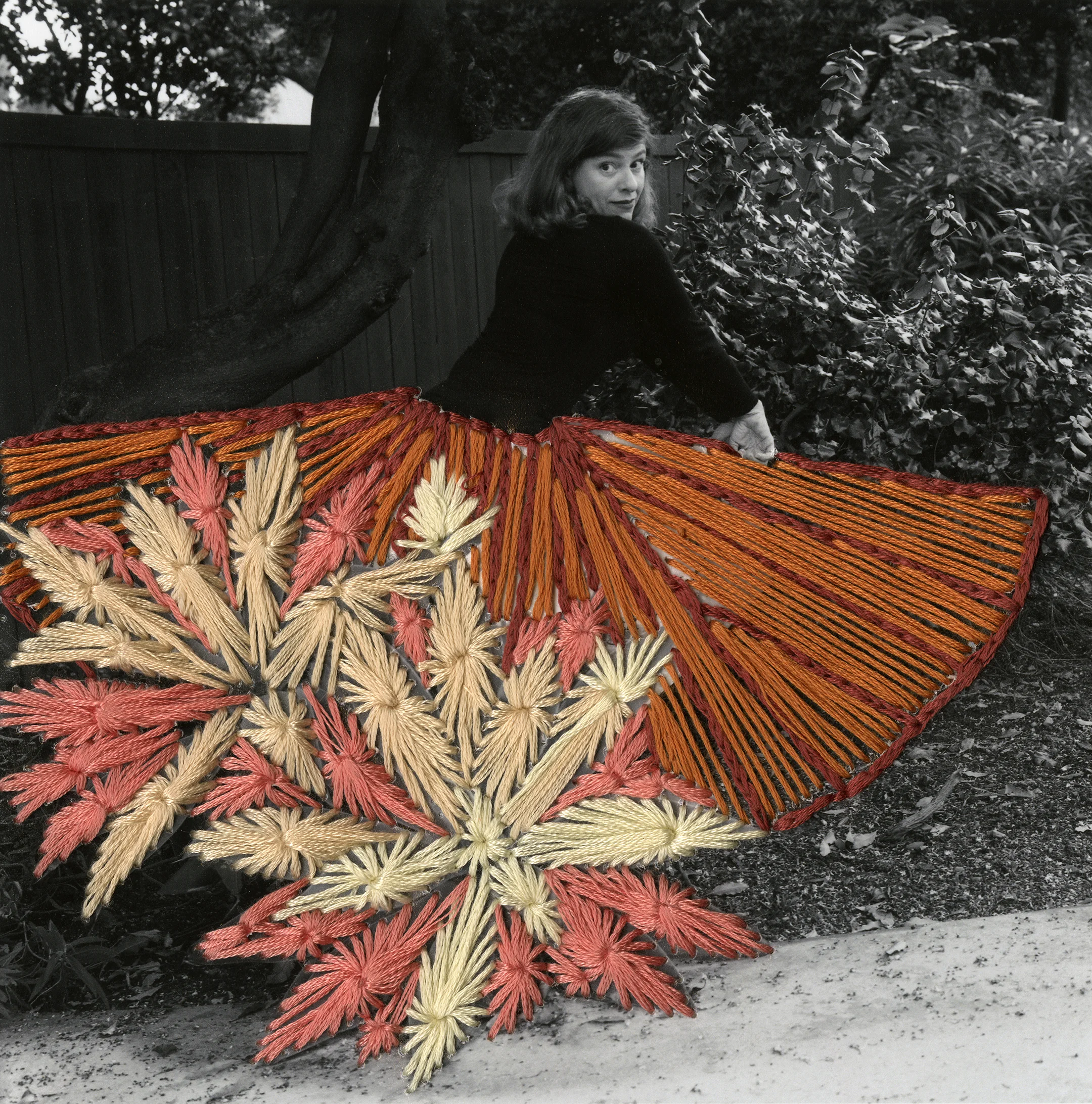 ‘Flora as Fashion: Kirsten Andersen Thomas’, 2018, Digital inkjet print and embroidery floss, 7 x 7 in.