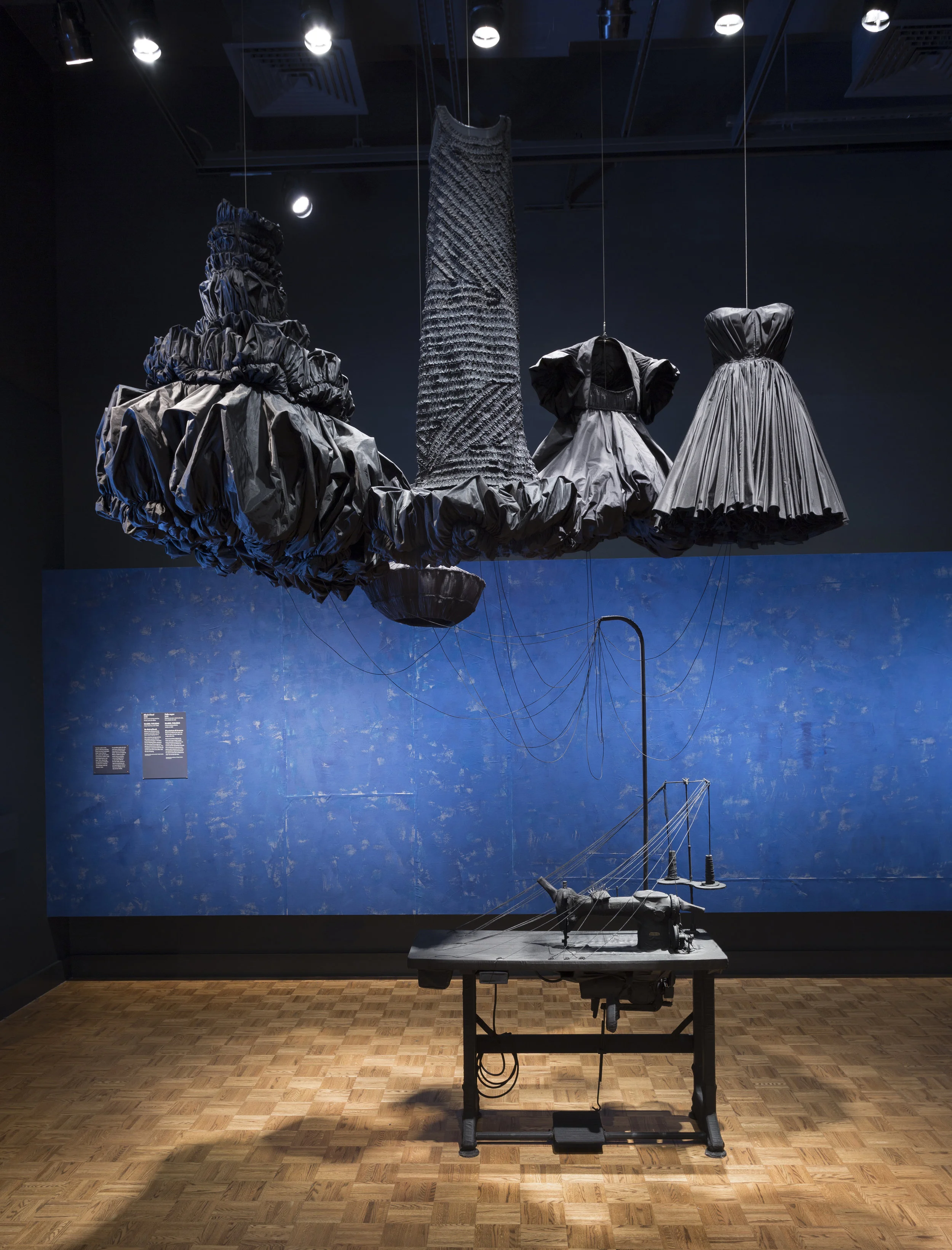 Black Cloud , 2018, Silk-covered sewing machine, thread, and silk taffeta, Photo Credit © Detroit Institute of Arts