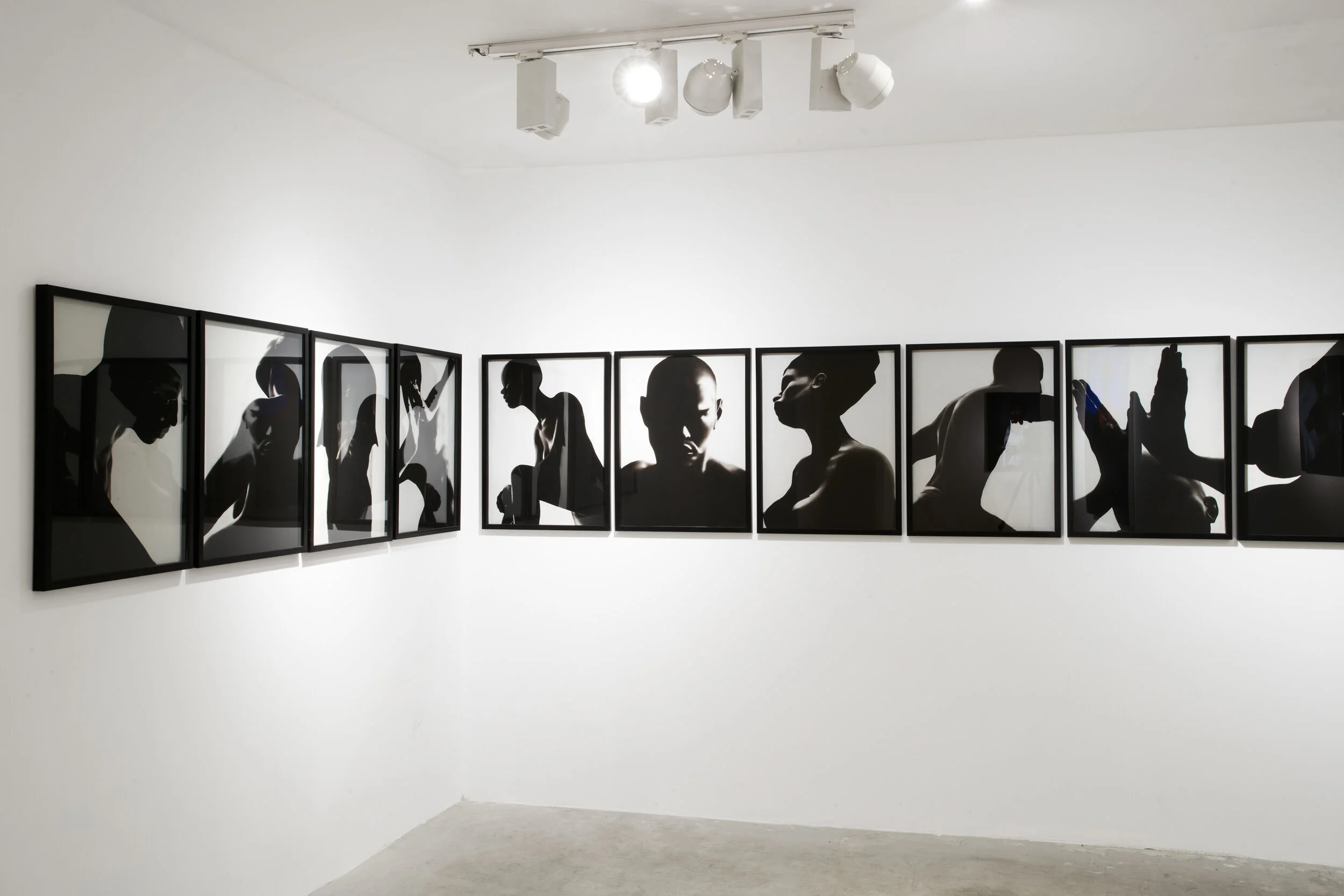 Gustavo Nazereno, Bará, Installation Series, 2020. Charcoal dust on paper, 19 x 25 inches each. Image by Nii Odzenma. Courtesy Gallery 1957