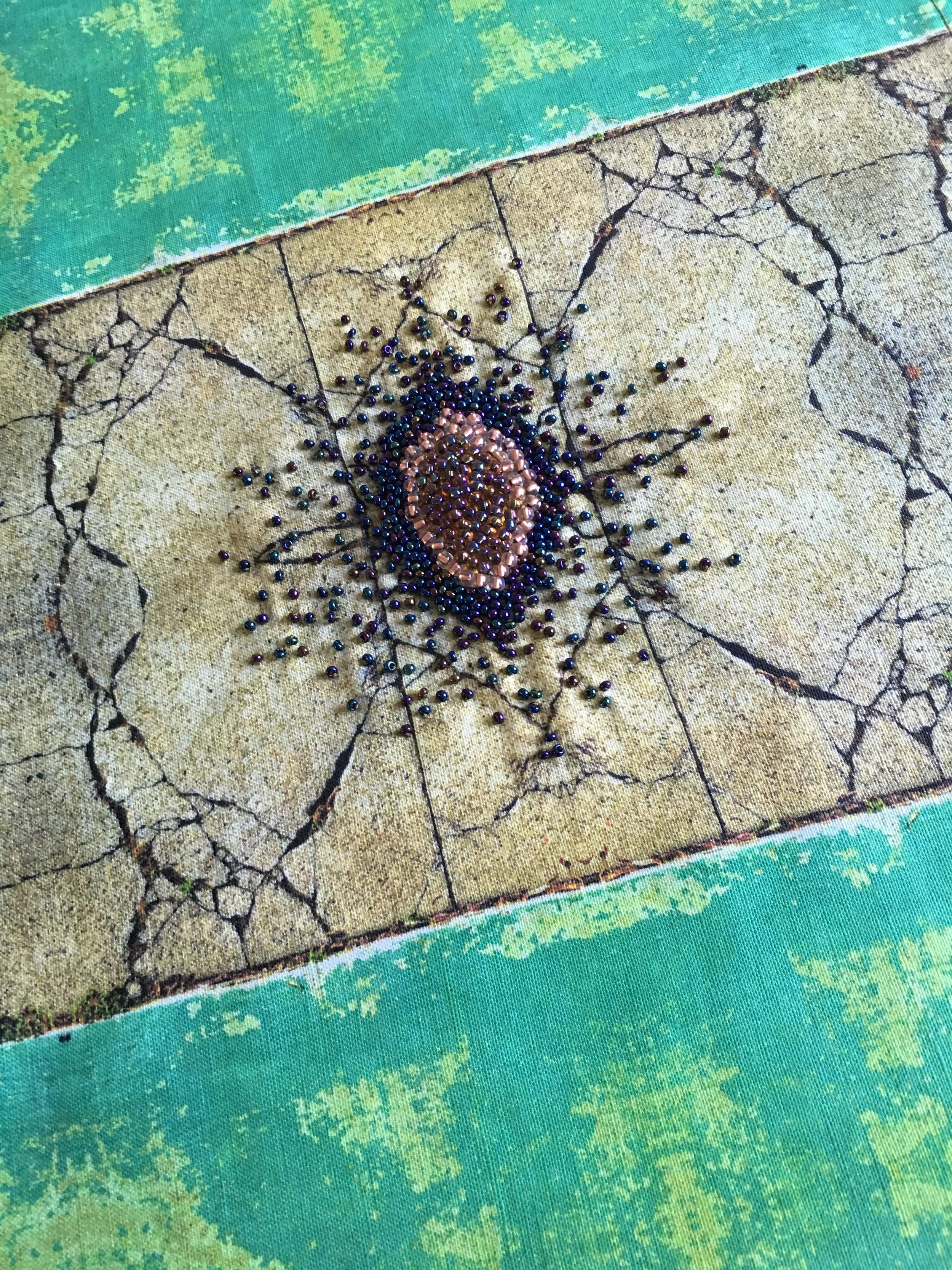 Beaded Aqua Concrete - Center Piece (detail)