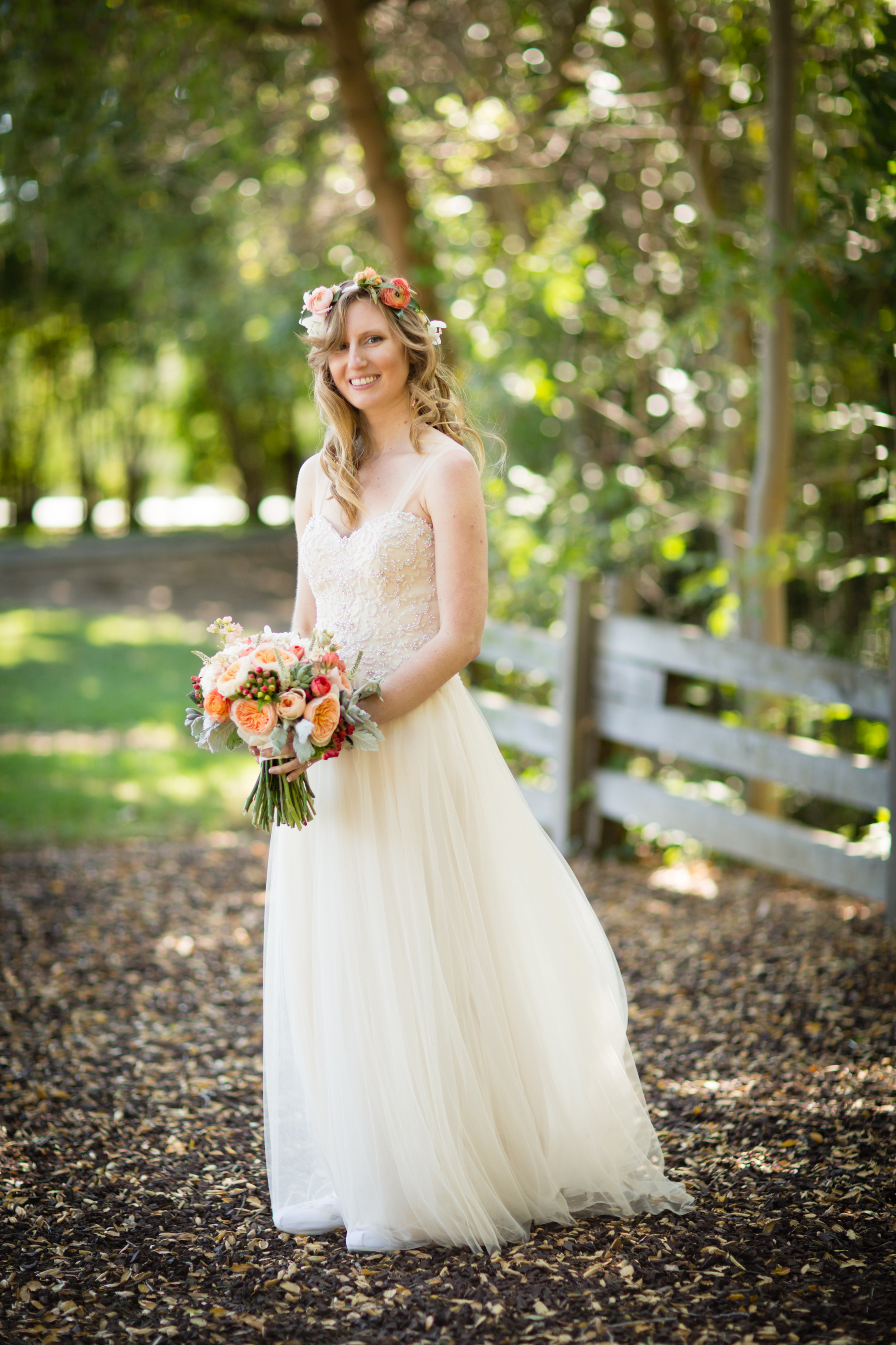 Navy | Peach | Sky Blue | Boho | Oak Tree | Outdoor wedding | Floral Crown | Palo Alto | Olivia Smartt Photography | Bella Notte Events Planning and Design