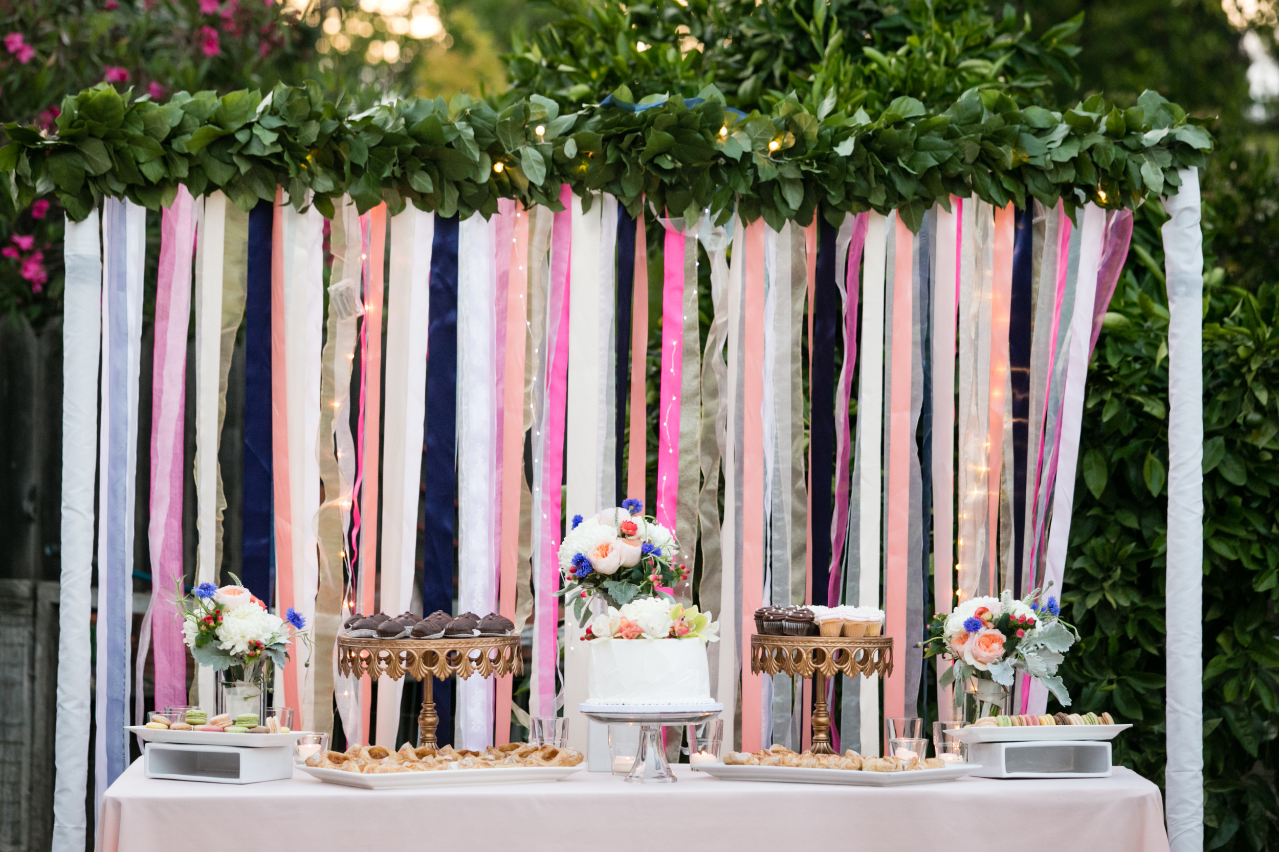 Navy | Peach | Sky Blue | Boho | Oak Tree | Outdoor wedding | Floral Crown | Palo Alto | Olivia Smartt Photography | Bella Notte Events Planning and Design