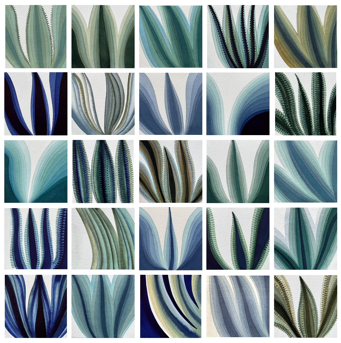 232835  SOLD- BlueAgave 1- 25- 4 x 4 Agave Watercolors $5,000 Unframed.jpeg