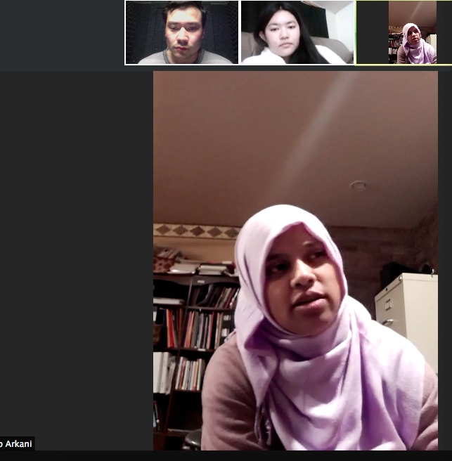 Zoom conference call between a Rohingya refugee and Burmese-American student (BURMA CONNECT)