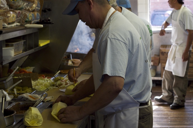 Staff working grill