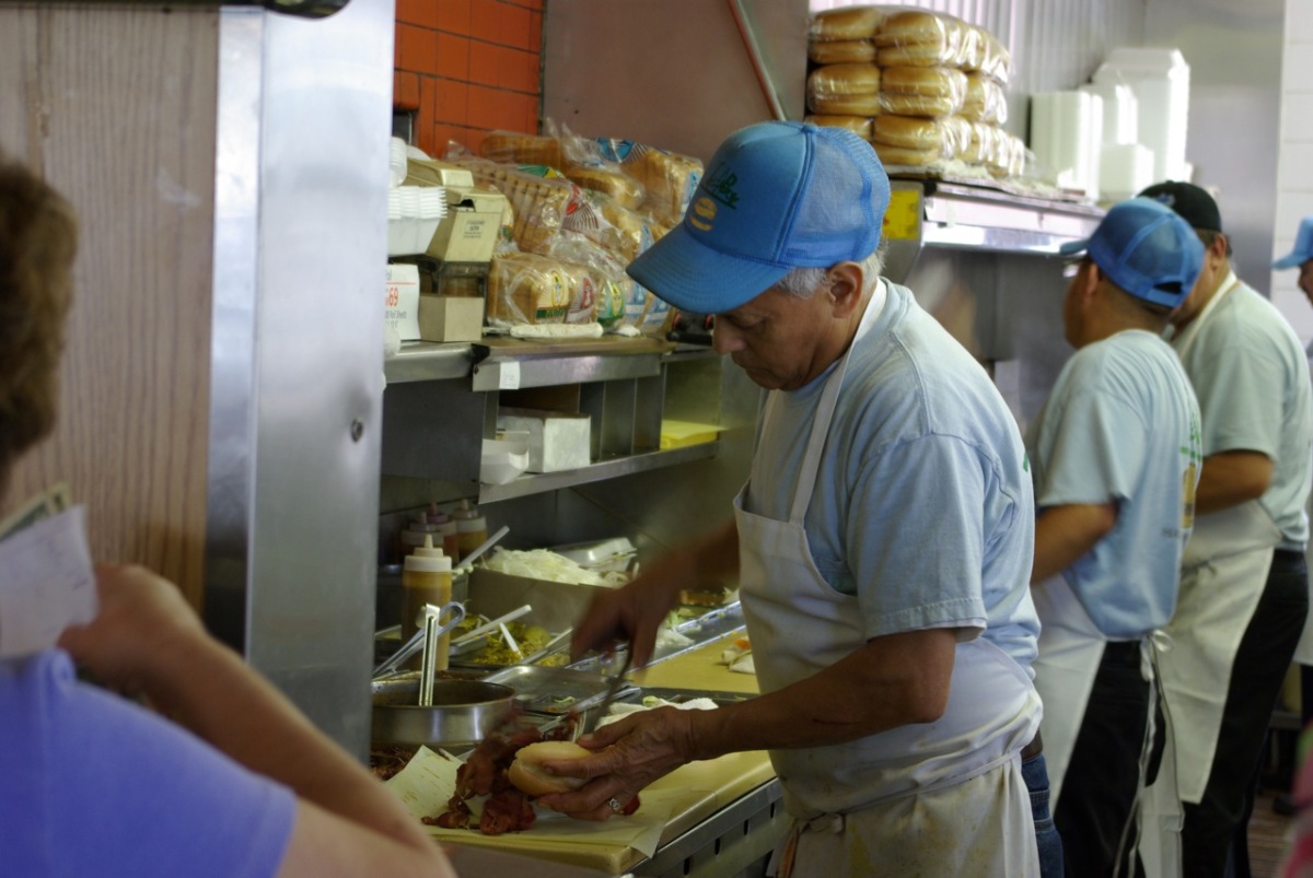 Staff working at grill