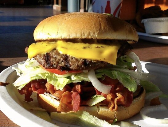 Closeup of Bacon Cheeseburger