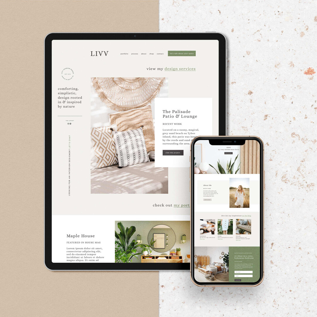 We're placing one of our new semi-custom clients into LIVV this week and we are SO SO excited for the potential!​​​​​​​​
​​​​​​​​
LIVV was developed for the modern, cozy minimalist. Her business is structured around interior design, professional orga