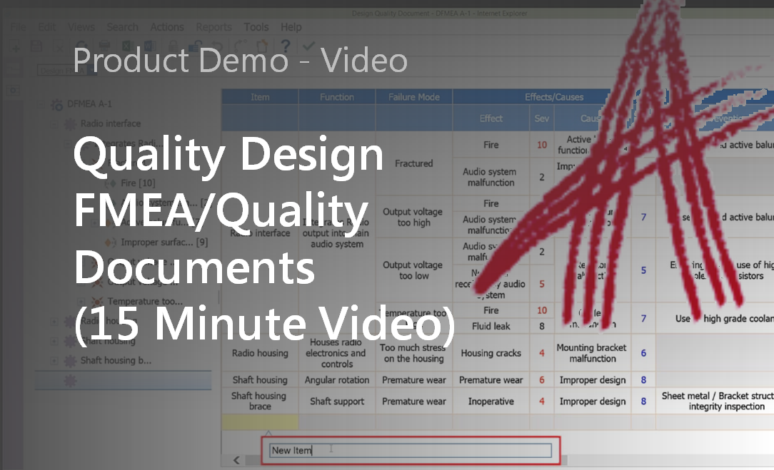 Quality Design FMEA/Quality Documents (15 Minute Video)