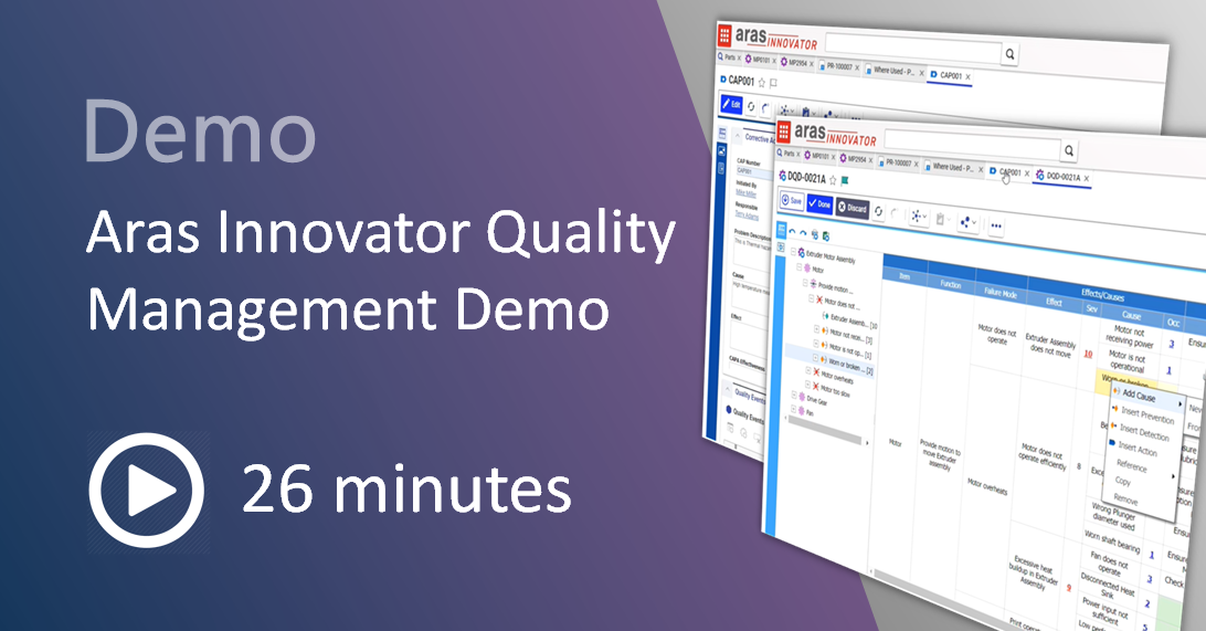 Aras Innovator Quality Management Demo