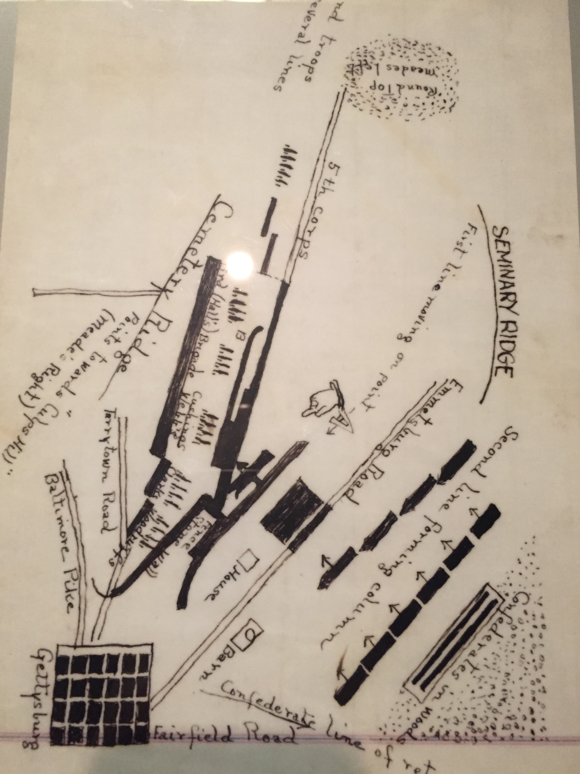  Hand drawn map by George Pickett of third day’s battle at Gettysburg 