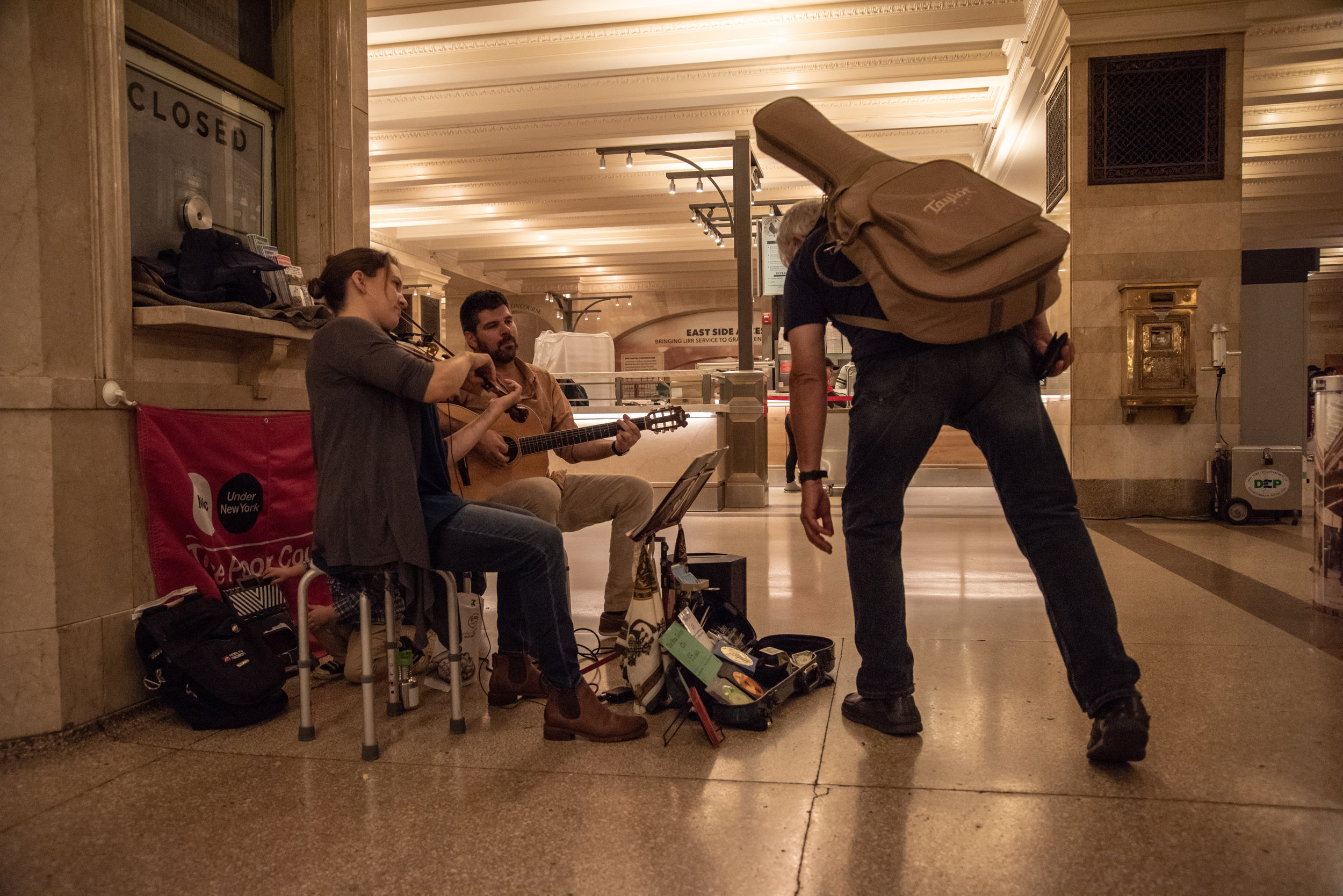  Busking means they are only paid what they earn from tips and CD sales. 
