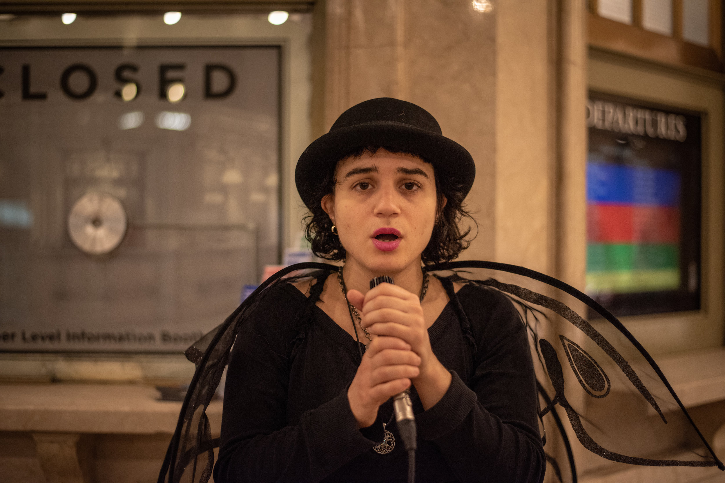  The timbre of her voice cascades through Grand Central, an angelic tune that often gathers groups of hurried commuters to stop and take notice. 