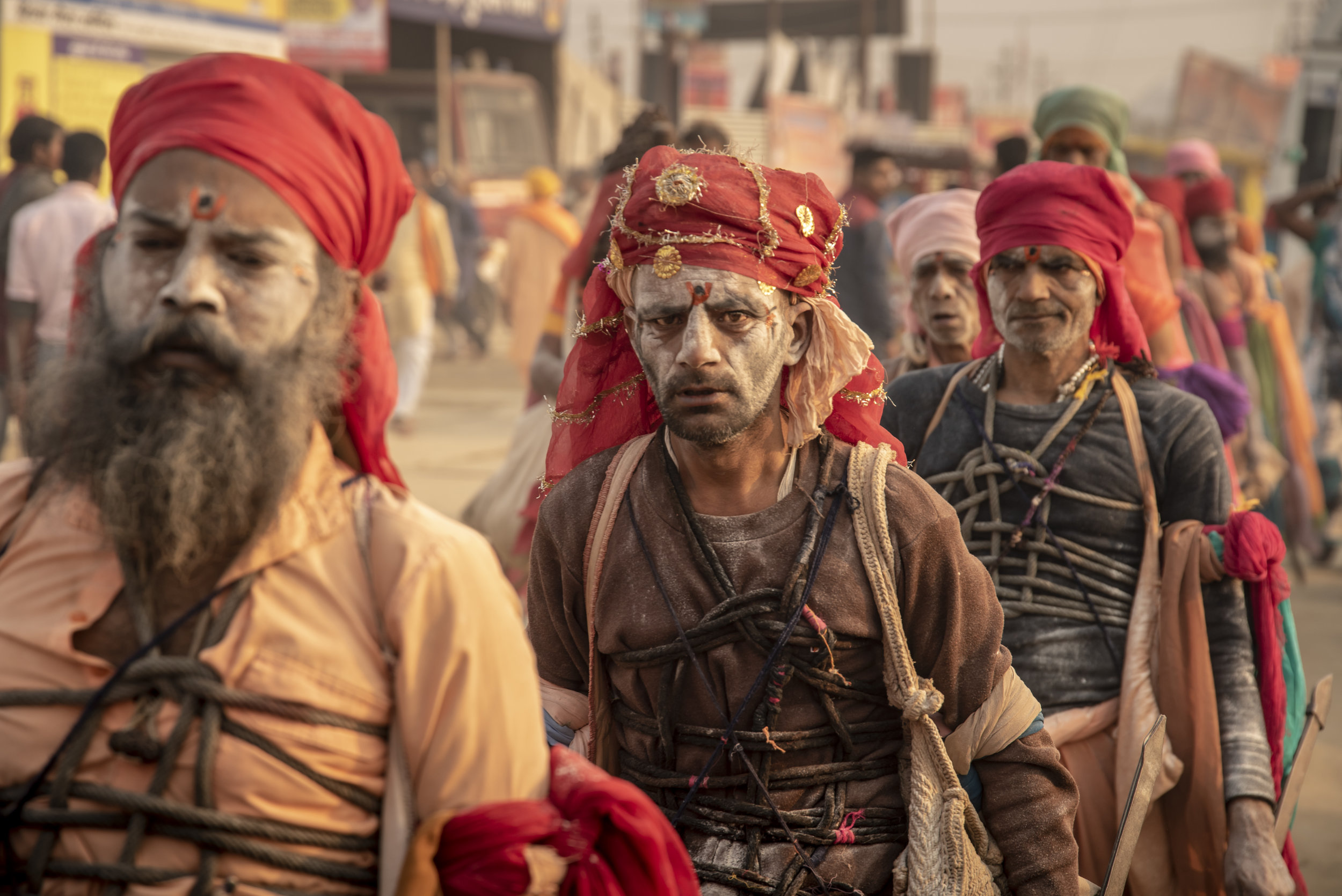 Religious acolytes enter the Mela