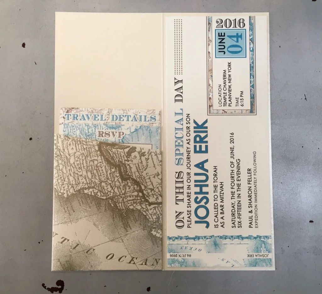  Invitation mounted to inside panel 