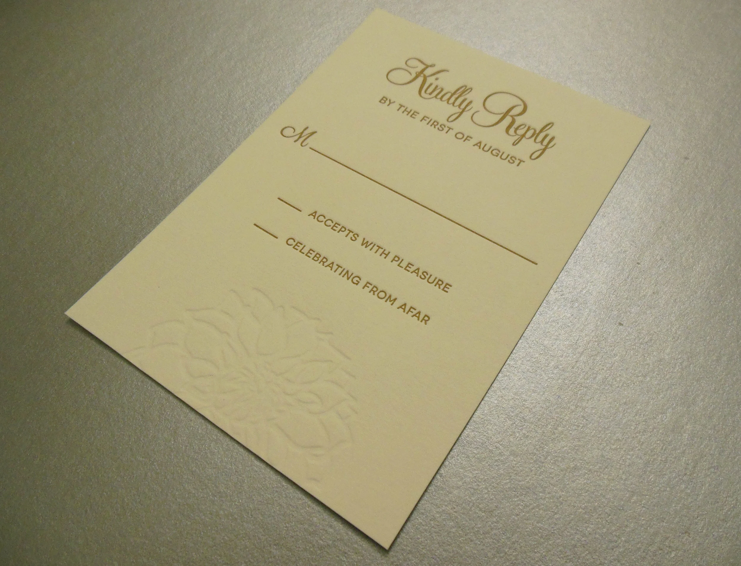  2 color letterpress printed Reply Cards 