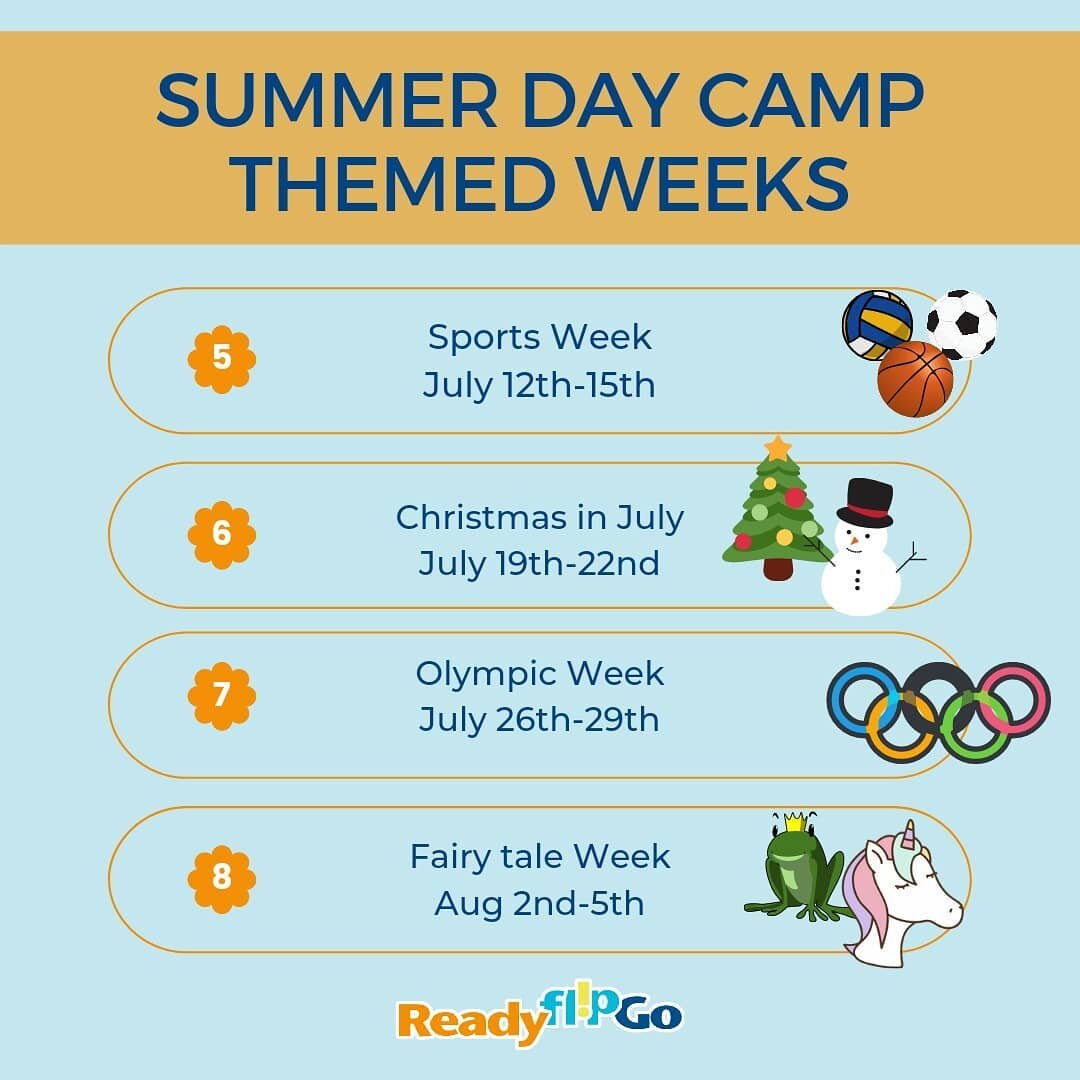 👀 Here are our themes for the upcoming 4 weeks.

Lots of crafts and games are in store for all of our campers!