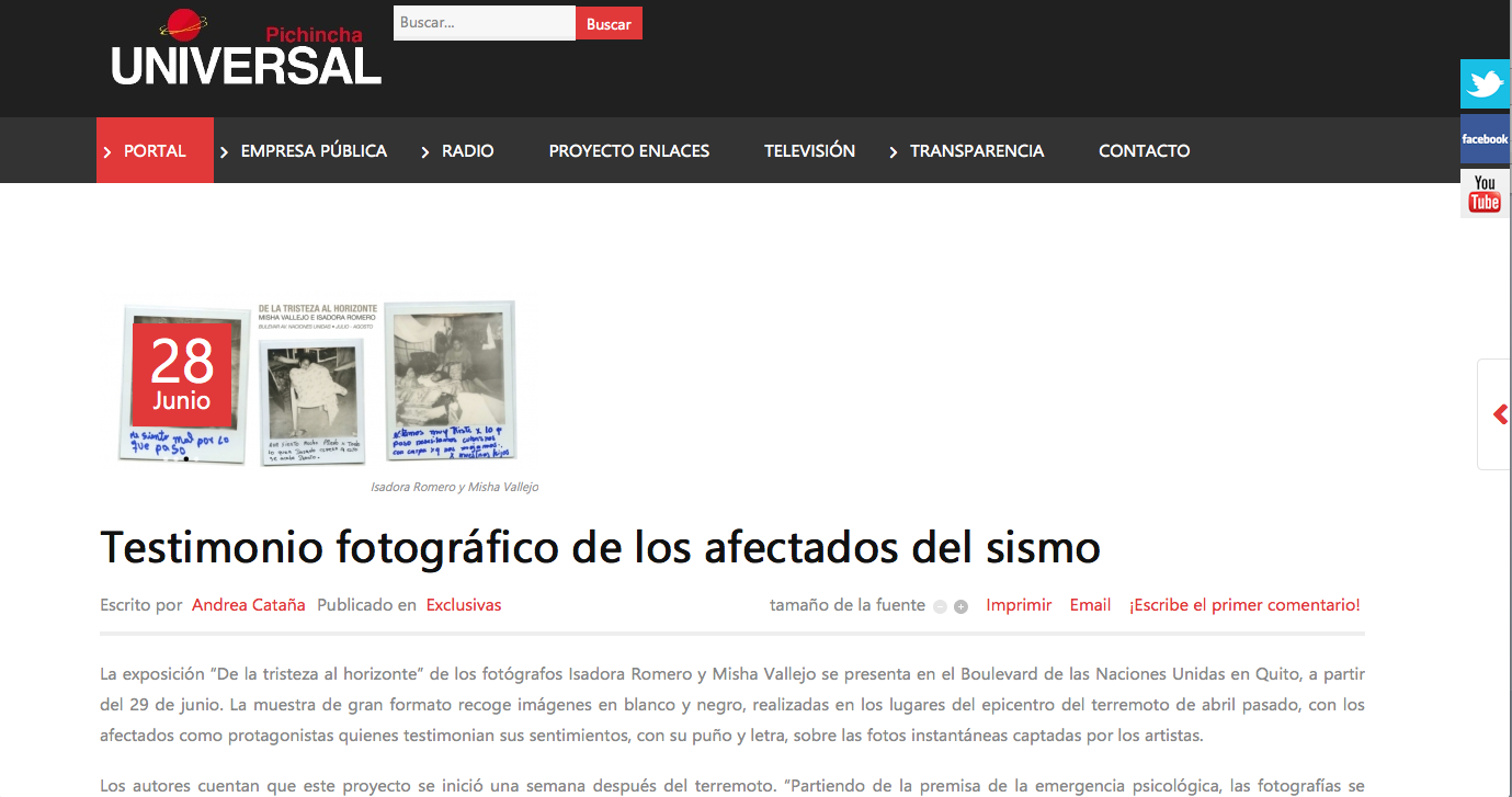 Article in Pichincha Universal (EC) Handwritten