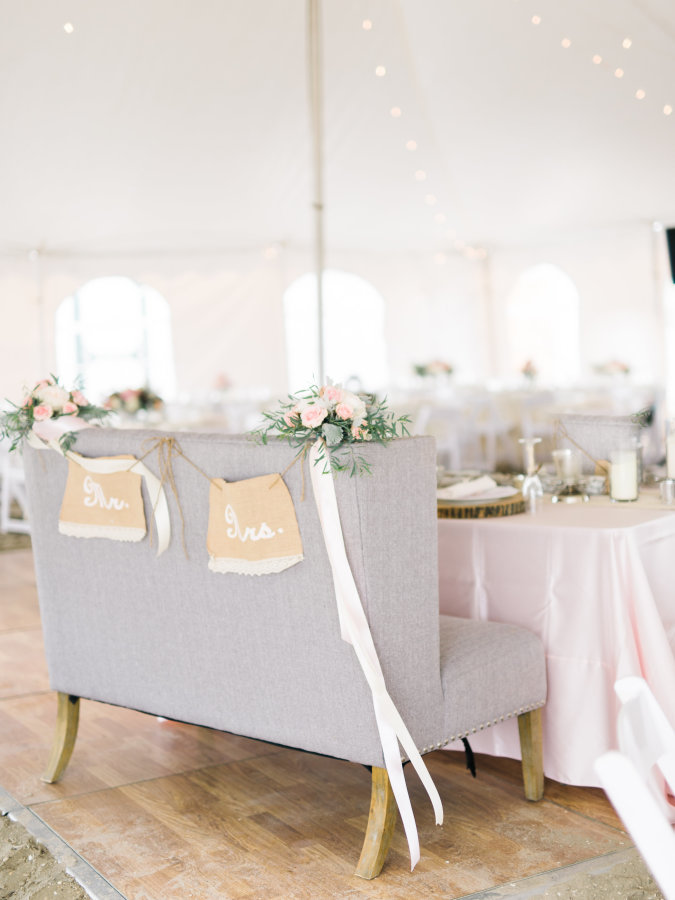 Vintage furniture and sweetheart table details